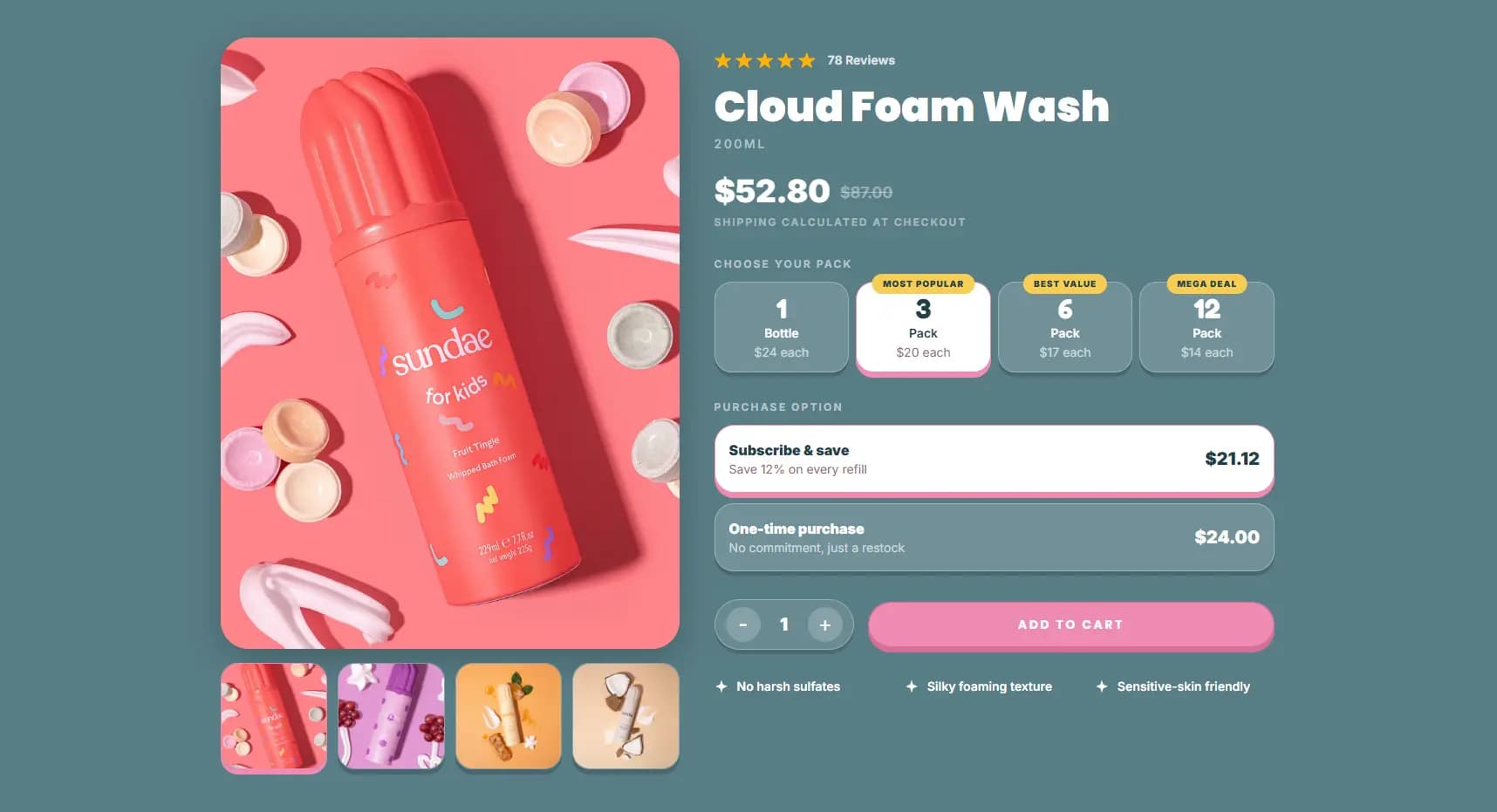 Sundae product details: e-commerce interface design